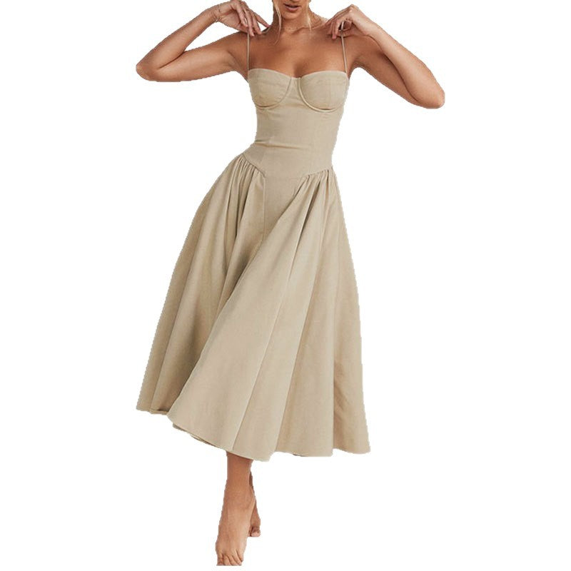 Strapless Floral Print High Waist Dress