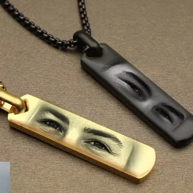 Laser Engraved Eye Design Stainless Steel Necklace