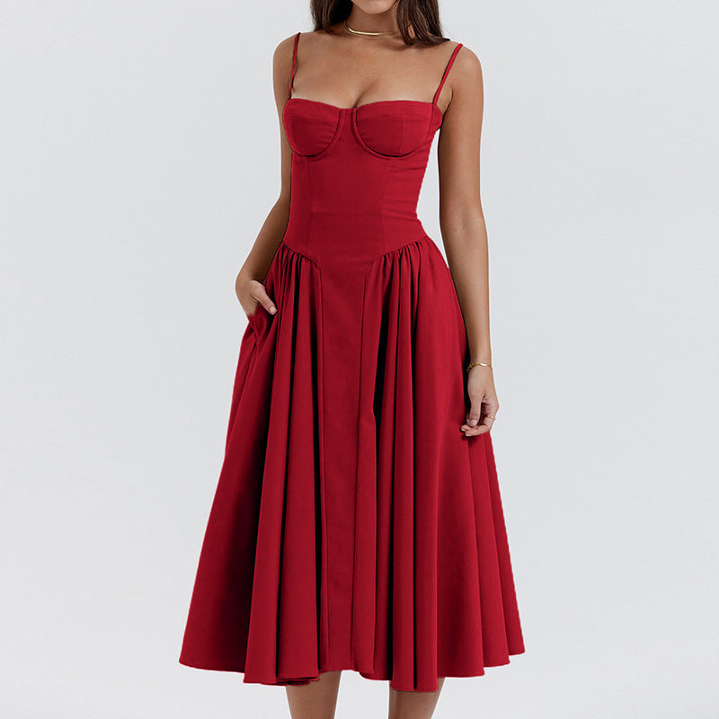 Strapless Floral Print High Waist Dress