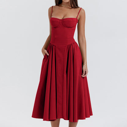 Strapless Floral Print High Waist Dress