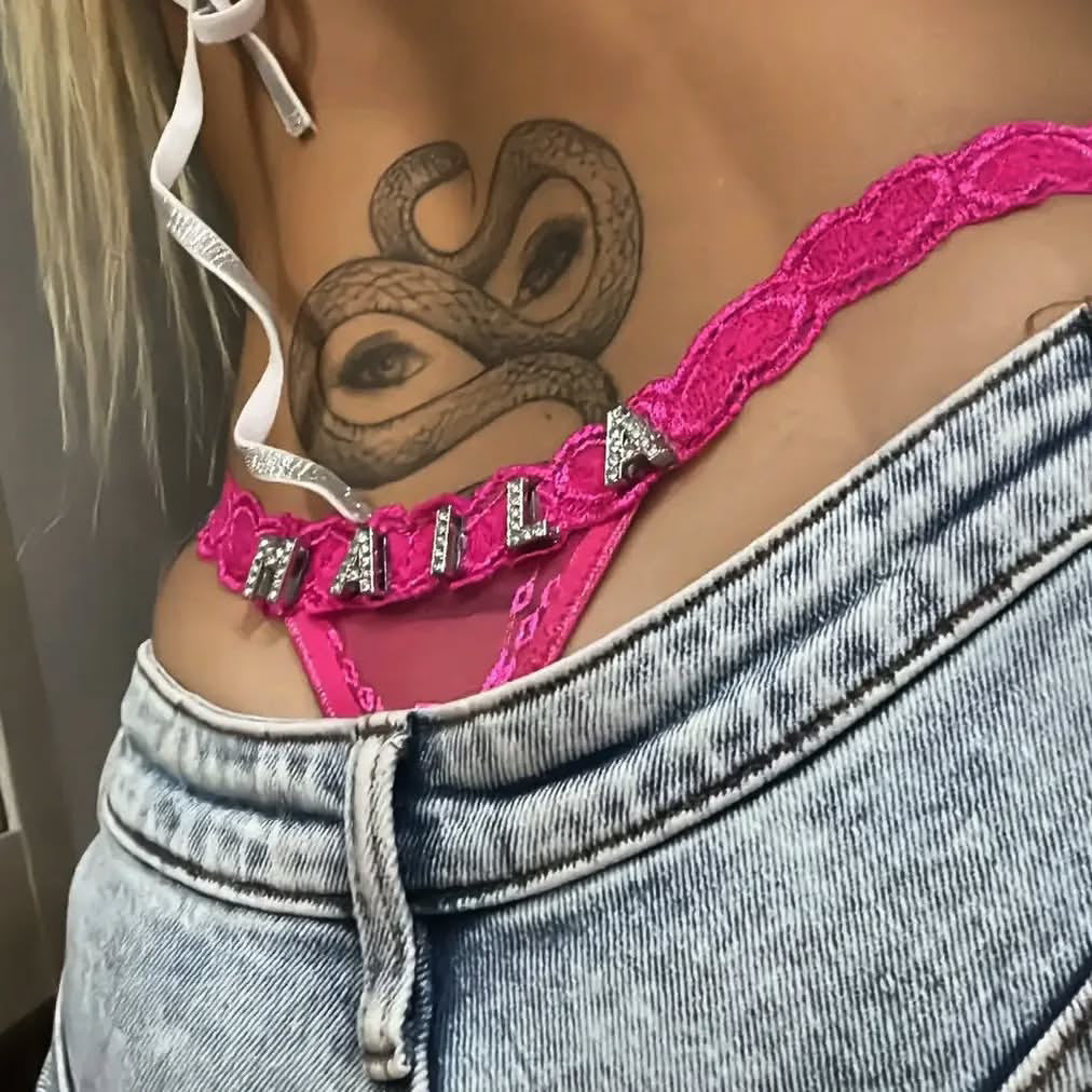DIY Rhinestone Letter Lace Thong