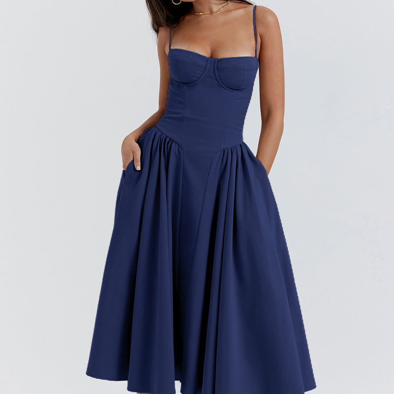 Strapless Floral Print High Waist Dress