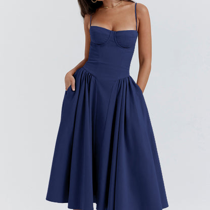 Strapless Floral Print High Waist Dress