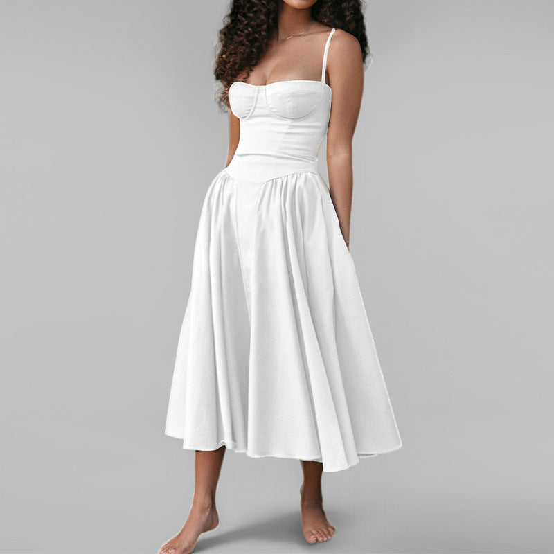 Strapless Floral Print High Waist Dress