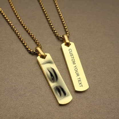 Laser Engraved Eye Design Stainless Steel Necklace